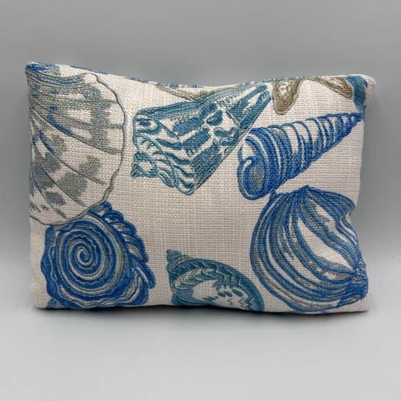 Decorative Pillow Seashell Print 11"x8" Coastal Neutral Accent‎ Beach Nautical - Picture 2 of 11